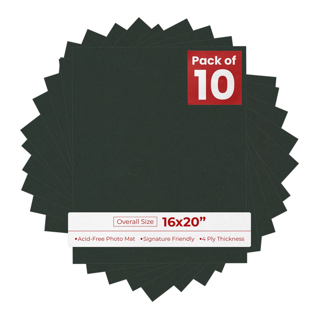 Textured Black 16x20 Uncut Mat Board - Blank Sheets, No Opening